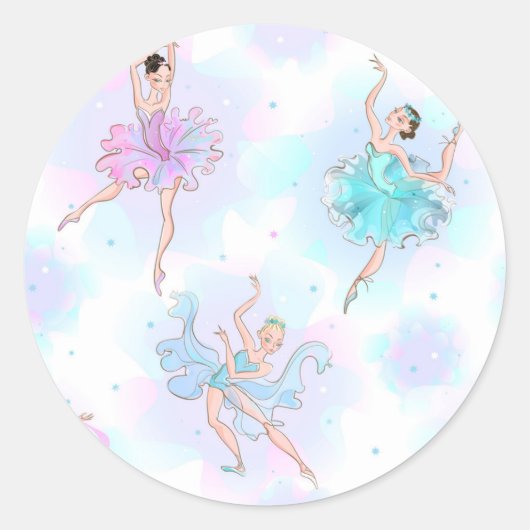 I Love Ballet Théance Blue Pink Ballerinas Ronde Sticker (Voorkant)