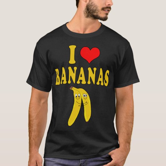 I Love Bananas Funny Costume Vegan T-shirt (Voorkant)