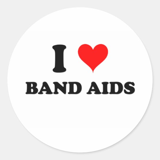 I Love Band Aids Ronde Sticker (Voorkant)
