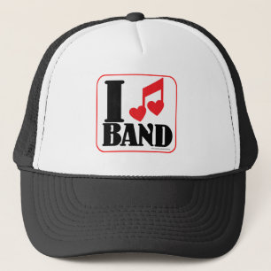 I Love Band Fun Music Logo Slogan Art Trucker Pet