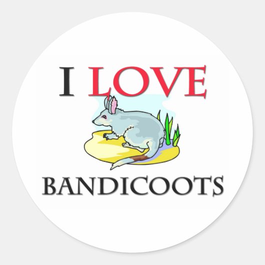 I Love Bandicoots Ronde Sticker (Voorkant)