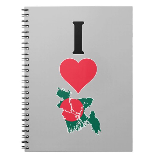 I Love Bangladesh Vertical Heart Country Flag Map Notitieboek (Voorkant)