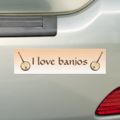 I Love Banjo Music Instruments Bumpersticker (Op auto)