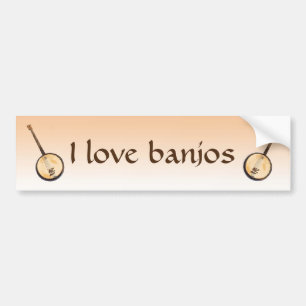 I Love Banjo Music Instruments Bumpersticker