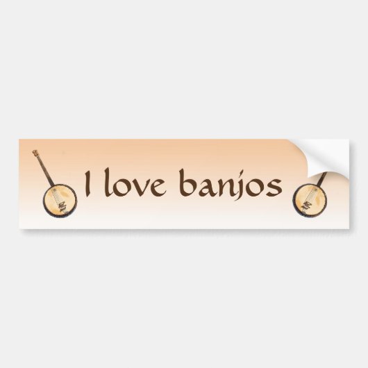 I Love Banjo Music Instruments Bumpersticker (Voorkant)