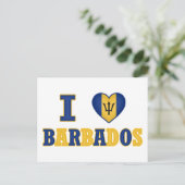 I Love Barbados Heart Flag Design Briefkaart (Staand voorkant)