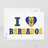I Love Barbados Heart Flag Design Briefkaart (Voorkant / Achterkant)