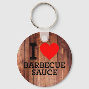 I Love Barbecue Sauce Wood Panels Sleutelhanger