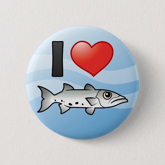 I Love Barracuda Ronde Button 5,7 Cm (Voorkant)