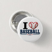 I Love Baseball Fan & Team Spirit Button Design (Voorkant /achterkant)