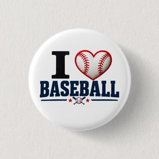 I Love Baseball Fan & Team Spirit Button Design (Voorkant)