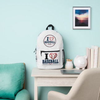 I Love Baseball Player & Baseball Fan Design Bedrukte Rugzak