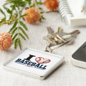 I Love Baseball Player & Fan Gift Design Sleutelhanger (Zijkant)