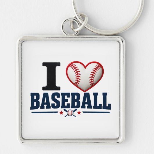 I Love Baseball Player & Fan Gift Design Sleutelhanger (Voorkant)