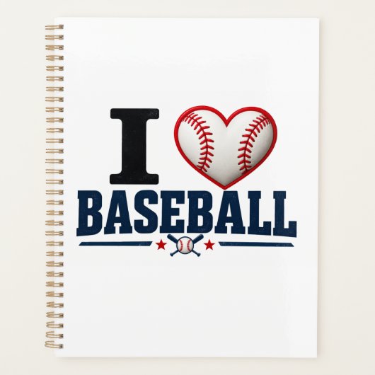 I Love Baseball Player & Team Planner Design (Voorkant)