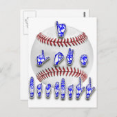 I Love Baseball - Sign language Briefkaart (Voorkant / Achterkant)