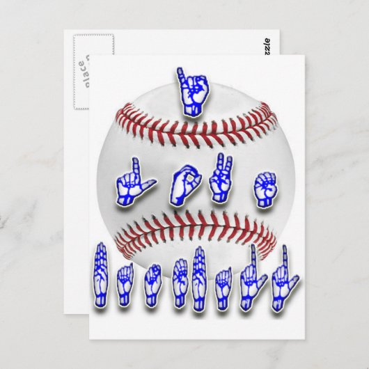 I Love Baseball - Sign language Briefkaart (Voorkant / Achterkant)