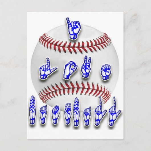 I Love Baseball - Sign language Briefkaart (Voorkant)