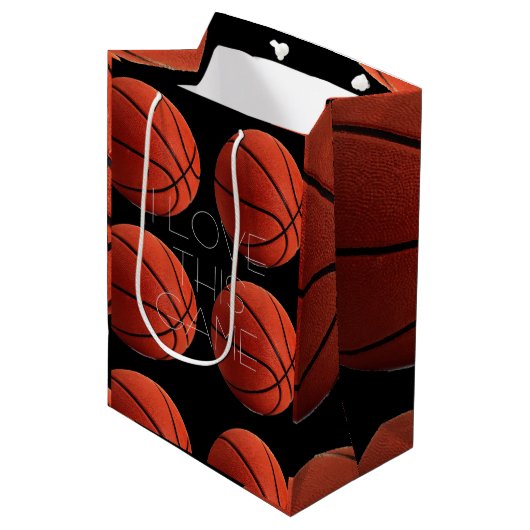 I Love Basketball Close Medium Cadeauzakje (Voorkant Gekanteld)