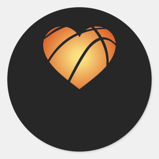 I Love Basketball Heart Valentijnsdag Ronde Sticker (Voorkant)