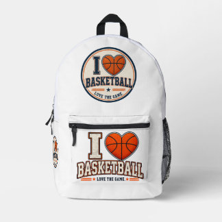 I Love Basketball Player & Fan Sports Design Bedrukte Rugzak
