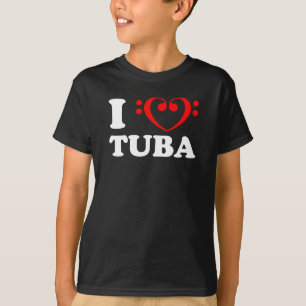 I Love Bass Clef Heart Tuba T-shirt