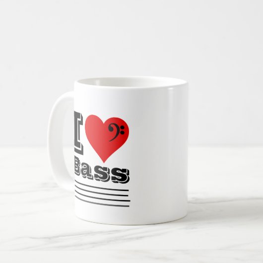 I Love Bass Coffee Mok (Voorkant links)