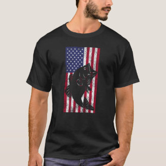 I love Bass Fishing American Flag Patriotic Fish T-shirt