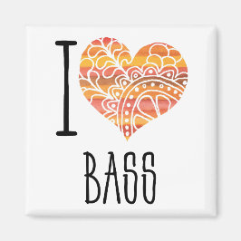 I Love Bass Oranje Mandala Heart Magneet