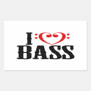 I Love Bass, with bass cleart Heart Rechthoekige Sticker