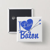 I Love Baton Vierkante Button 5,1 Cm (Voorkant /achterkant)
