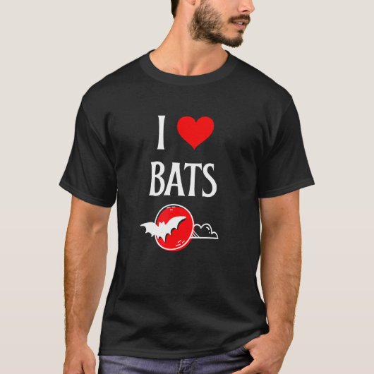 I Love Bats I Heart Bats Vampire Bat lover Chiropt T-shirt (Voorkant)