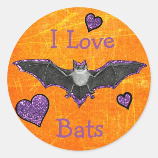 I Love Bats Stickers voor Halloween (Voorkant)