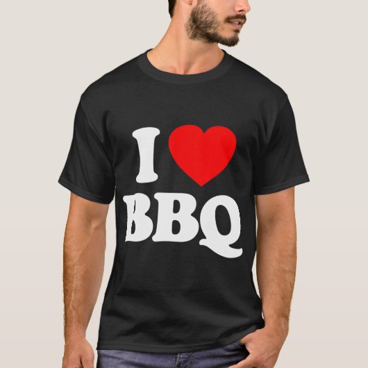 I Love BBQ Heart Funny T-shirt (Voorkant)