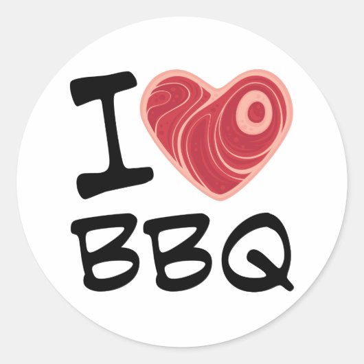 I Love BBQ Ronde Sticker (Voorkant)
