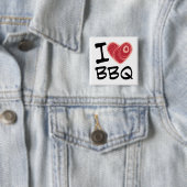 I Love BBQ Vierkante Button 5,1 Cm (In situ)