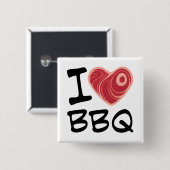 I Love BBQ Vierkante Button 5,1 Cm (Voorkant /achterkant)