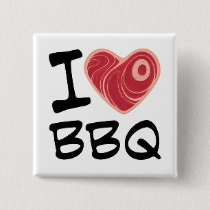 I Love BBQ Vierkante Button 5,1 Cm