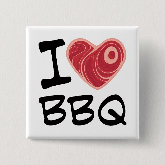 I Love BBQ Vierkante Button 5,1 Cm (Voorkant)