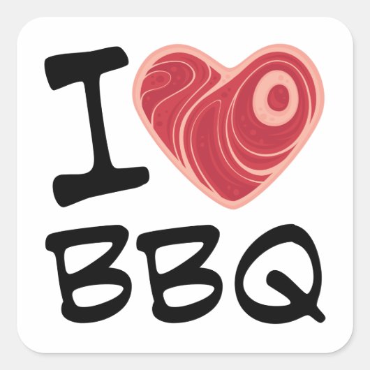 I Love BBQ Vierkante Sticker (Voorkant)