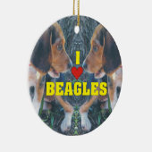 I Love Beagles Beagle Puppies Keramisch Ornament (Rechts)