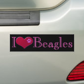 I Love Beagles Bumpersticker (Op auto)