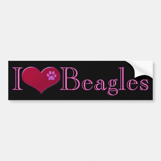I Love Beagles Bumpersticker (Voorkant)