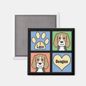 I Love Beagles Magneet (Voorkant / Achterkant)