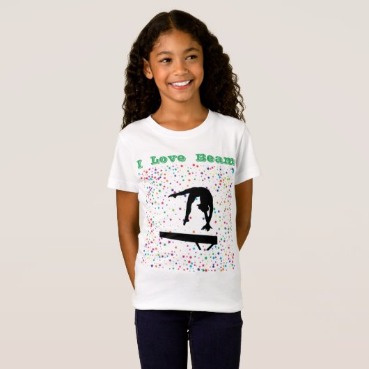 I Love Beam Girls Gymnastics Balance Beam Gymnast T-shirt (Voorkant volledig)