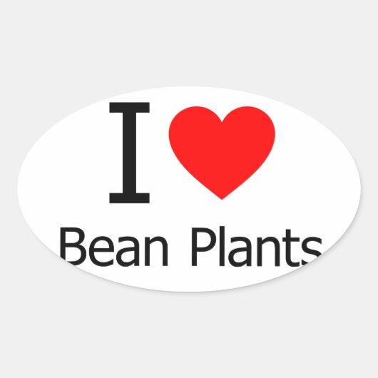 I Love Bean Planten Ovale Sticker (Voorkant)