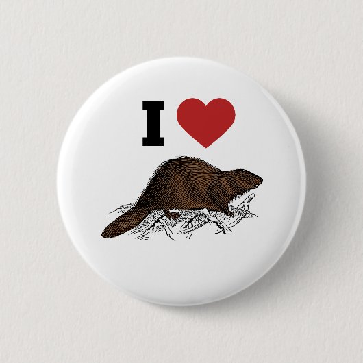 I Love Beaver Ronde Button 5,7 Cm (Voorkant)