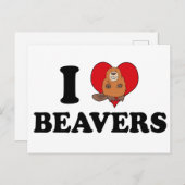 I Love Beavers Funny Briefkaart (Voorkant / Achterkant)