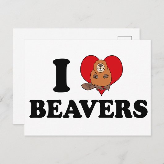 I Love Beavers Funny Briefkaart (Voorkant / Achterkant)