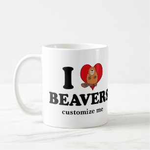 I Love Beavers Funny Custom Koffiemok